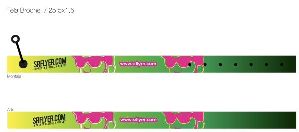 Plantilla pulsera tela con broche metálico